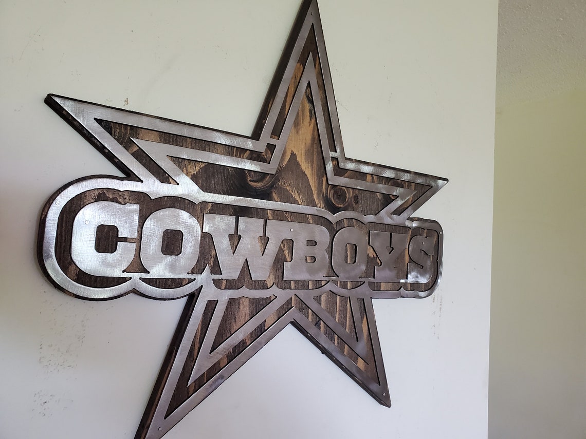 Dallas Cowboys tribute metal art on wood Made in USA Etsy