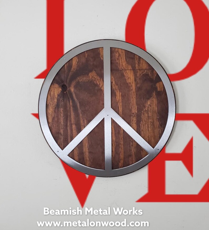 Unique Peace Sign Metal Art Wall Decor Made in USA Rustic Etsy