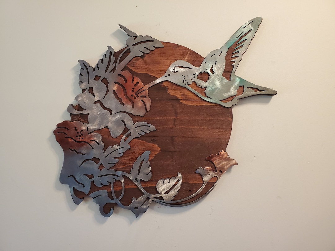 Rustic Hummingbird Wall Art: Wood & Metal Sculpture, USA Made - Etsy