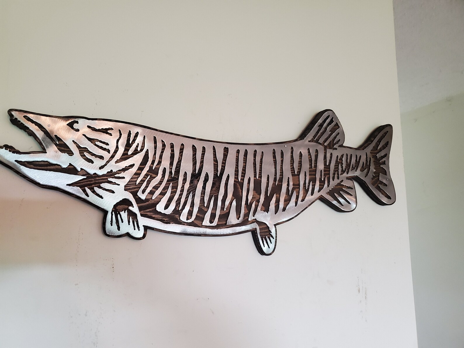 RAINBOW TROUT fish metal art on wood fishing metal art wall Etsy