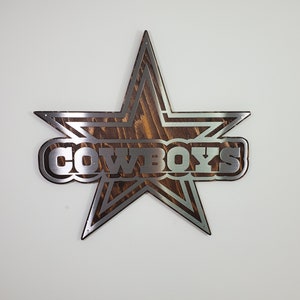 Dallas Cowboys Metal Art Tribute | Steel on Wood | Football Wall Decor | Mancave Sign