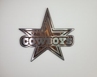 Dallas Cowboys Metal Art Tribute | Steel on Wood | Football Wall Decor | Mancave Sign