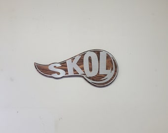 Minnesota Vikings SKOL Horn Metal Art on Wood | Made in USA | Viking football | metal art wall décor