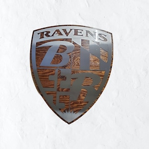 Baltimore Ravens Shield metal Wall Art Sign |     Made in USA      Handcrafted Football Team Wall Décor Sports Plaque