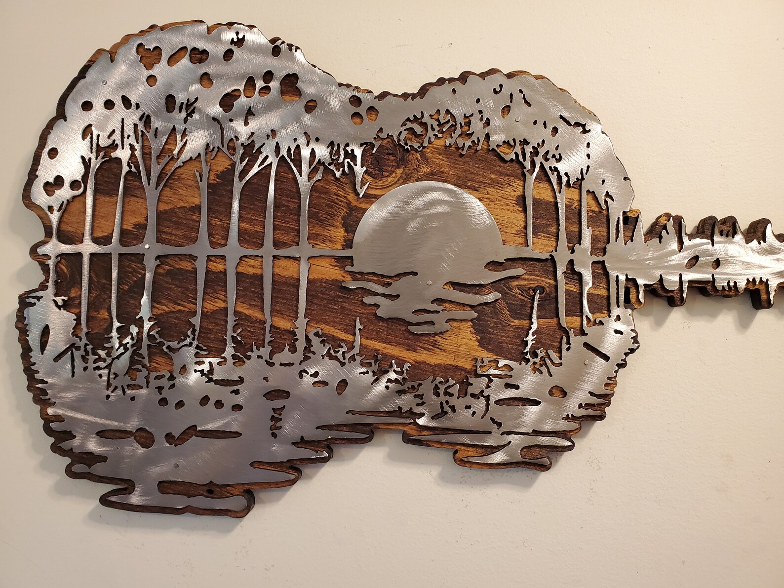 Guitar Sunset reflections metal wall art Made in USA sunset Etsy