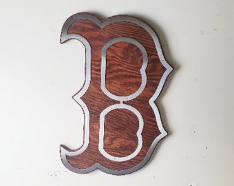 Boston Red Sox Tribute | Metal Art Wall Sign | Metal Art on Wood | Red Socks Metal Wall Sign