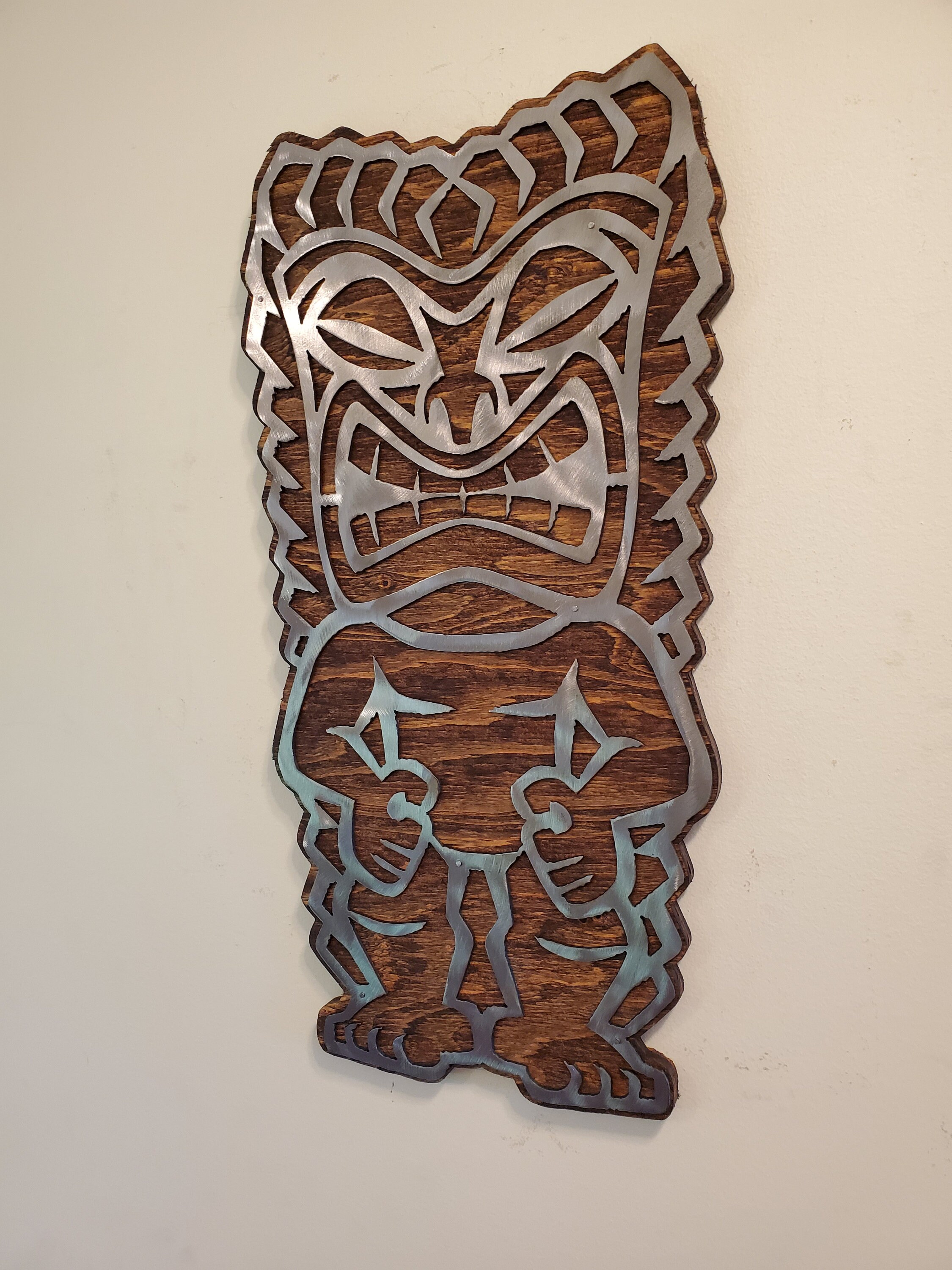 TIKI man metal art on wood freaky tiki beamish wall decor Etsy