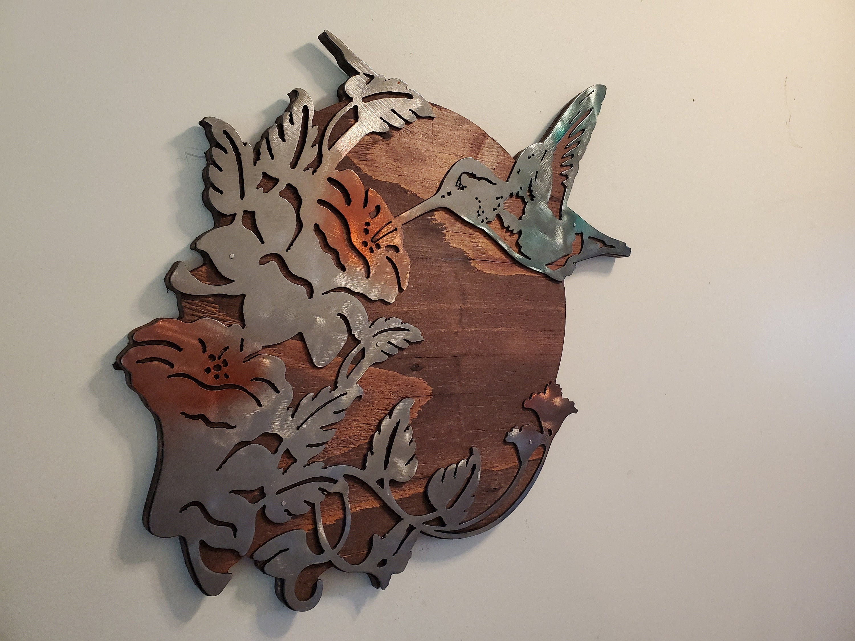 Rustic Hummingbird Wall Art: Wood & Metal Sculpture, USA Made - Etsy