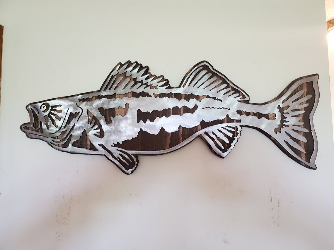RAINBOW TROUT fish metal art on wood fishing metal art wall Etsy