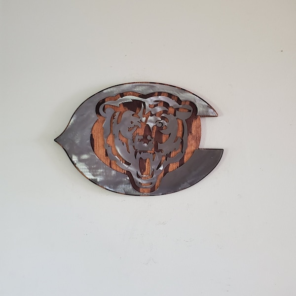 Chicago Bears Metal Art Etsy