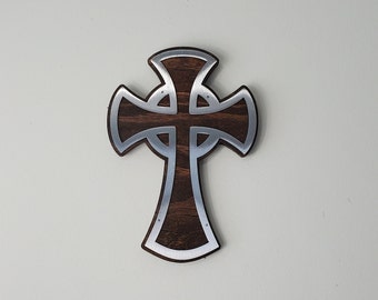 Rustic Wood Celtic Cross Wall Art: Steel Christian Decor