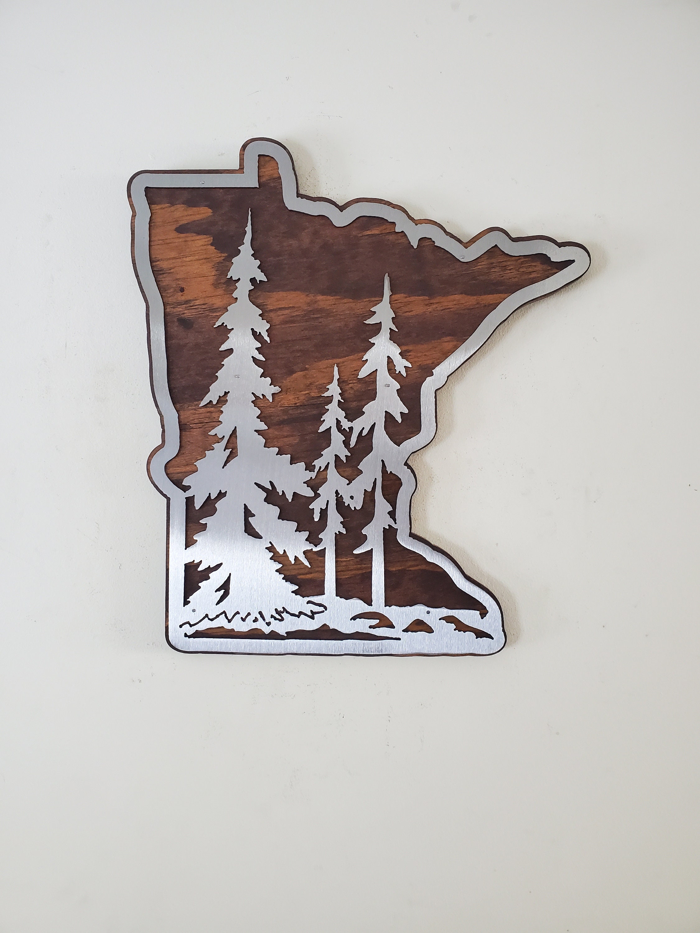 Minnesota With Tree Sign 18 Inches Wide Metal Art Wall Decor | Etsy
