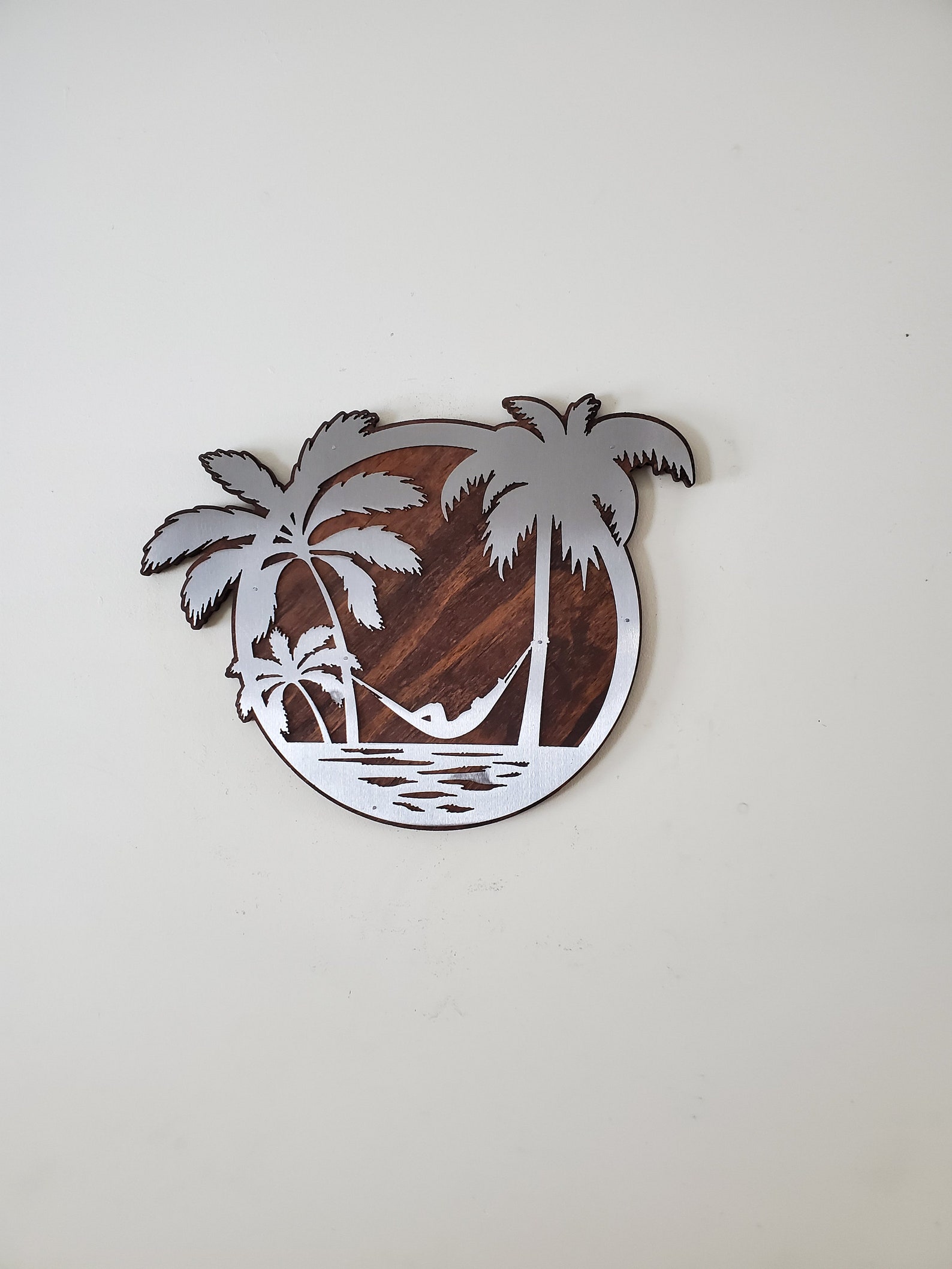 Tropical beach scene wall art metal palm tree wall hanging Etsy