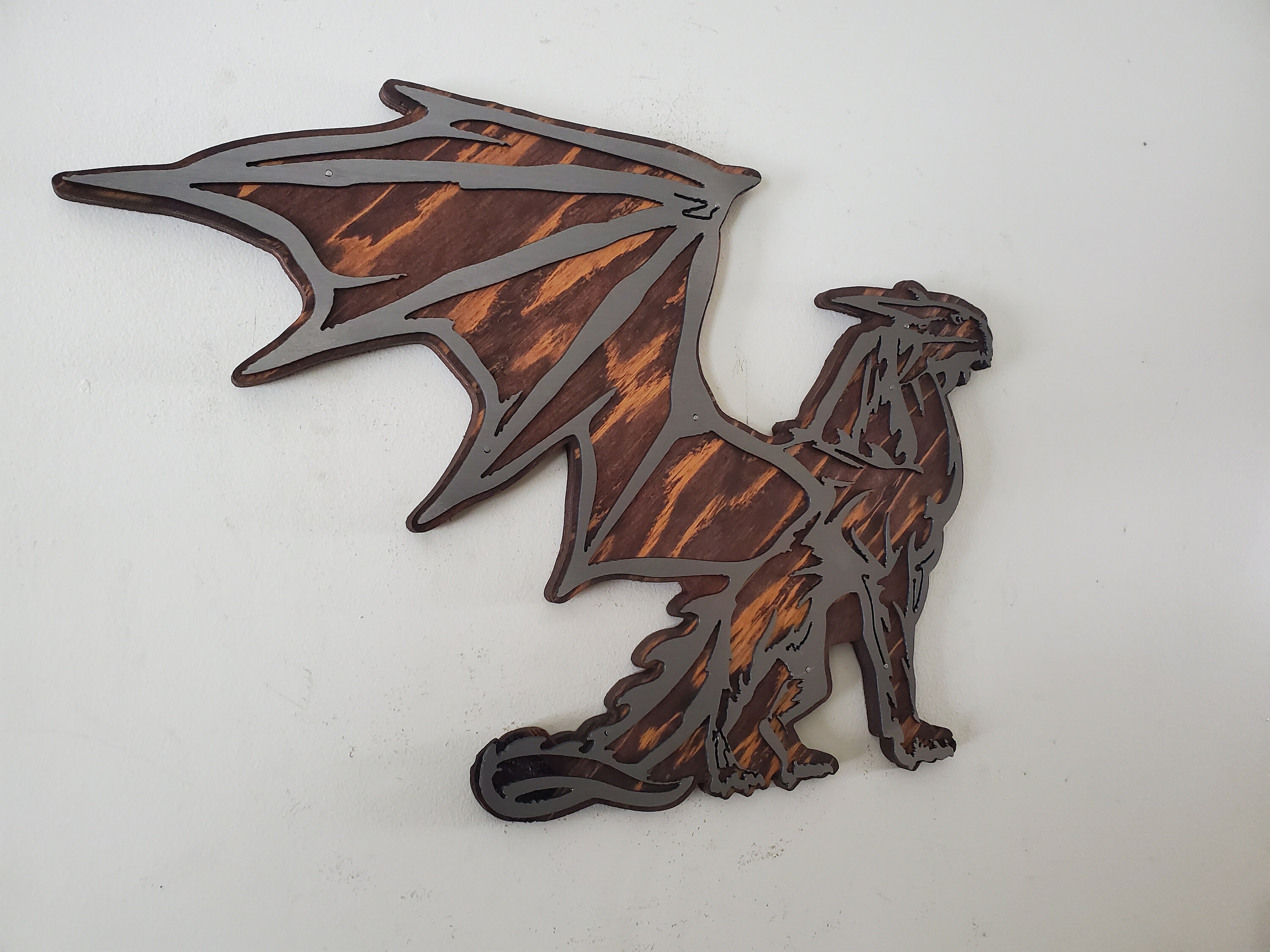 Dragon metal art wall hanging Made in USA Dragon metal Etsy
