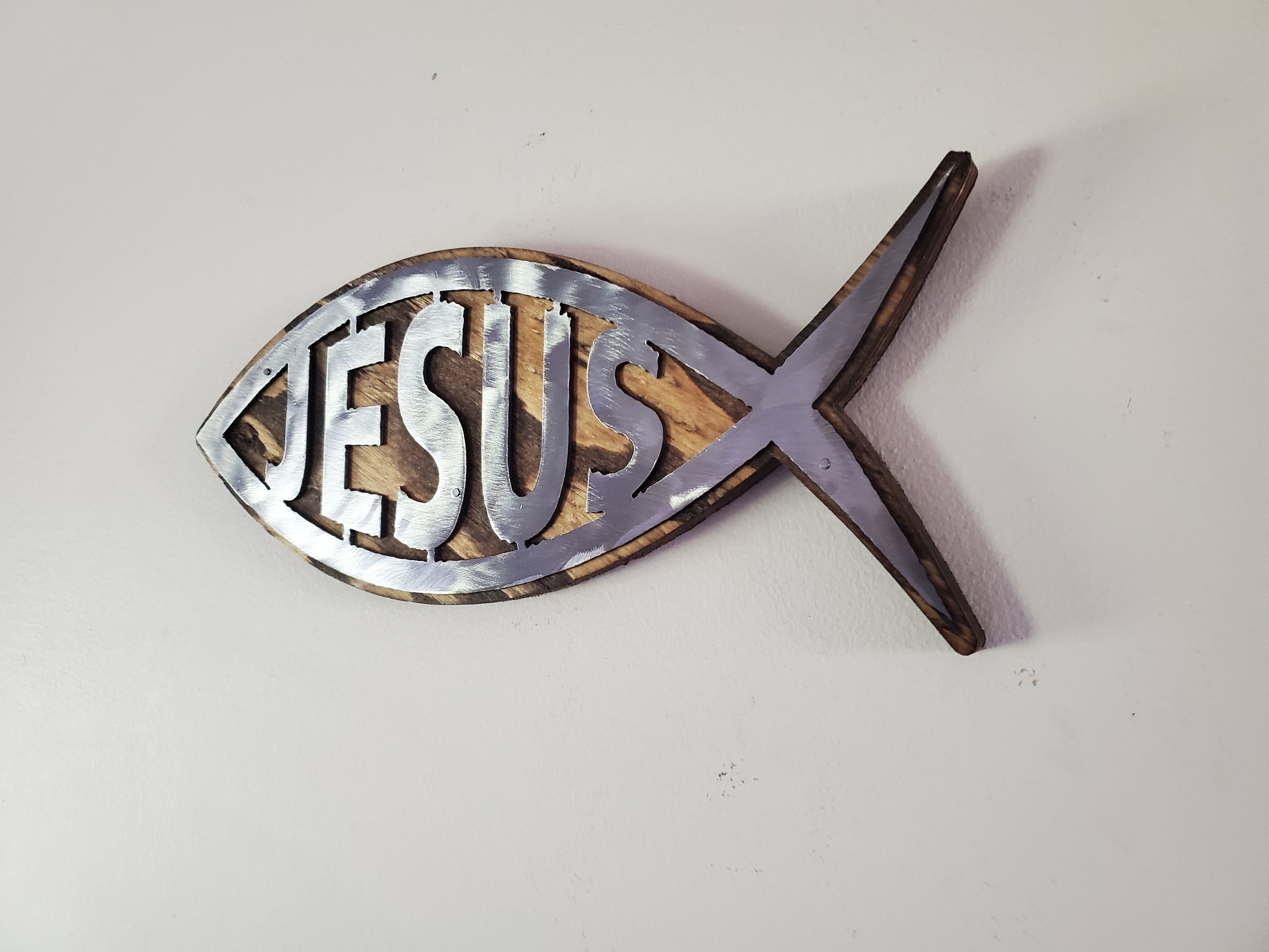 Jesus fish christian religion metal art wall decor Etsy