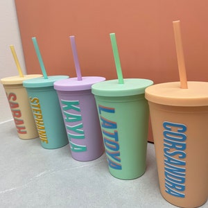 Personalized Cup, Personalizzed Gift, Custom Cup, Shadow Block Name Decal, Custom Tumbler, Strata Cups, Bridesmaid Gift, Gifts For Her