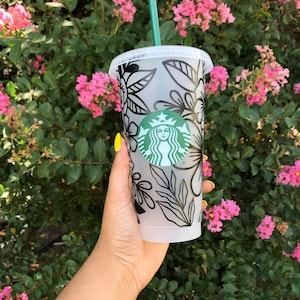 Flower Starbucks Cup | Venti Reusable Starbucks Cup | Starbucks Cold Cup | Floral Starbucks Tumbler | Custom Starbucks Cup