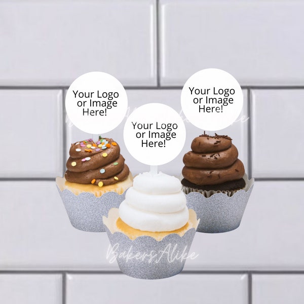 Custom Image, Business Logo Cupcake Toppers