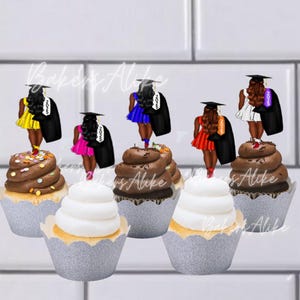 Black Girl Magic Graduation Cupcake/Treat Toppers