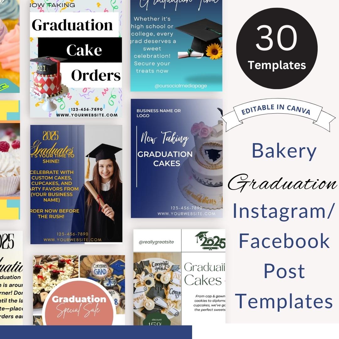 30 Graduation Bakery Instagram Post Templates, Baking Editable Posts ...