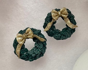 Christmas wreath Earrings | Christmas Wreath | Sparkly Christmas Studs