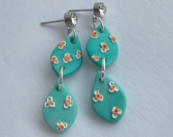 Tropical Flower Earrings | Ocean Earrings | Sea Earrings | Summer Dangles | Summer Vacation Earrings | Beach Earrings