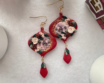 Vintage Ornament Earrings | Christmas Ornament Earrings | Floral Ornament Earrings