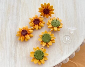 Fall Sunflower Earrings | Sunflower Earrings | Autumn Sunflower Earrings | Golden Sunflower Earrings | Fall Harvest Earrings