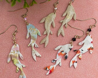 Koi Fish Earrings | Gold Koi Fish | Pastel Koi Fish | Multi-Colored Koi Fish | Colorful Koi Fish Earrings | Unique Handmade Earrings