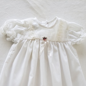 1980s Vintage Newborn Baby Gown in White Seven Rows of Lace Christening Special Occasion Gown, Family Heirloom