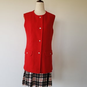 1970s Vintage Red Tunic Wool Vest by Pendleton Classic Size 10 image 1