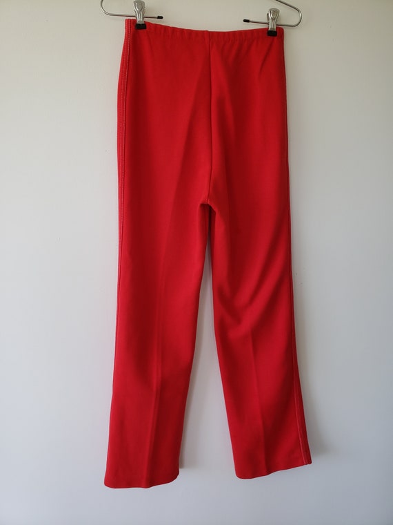 1970’s Red Pants by White Stag, Knit Fabric with Whit… - Gem