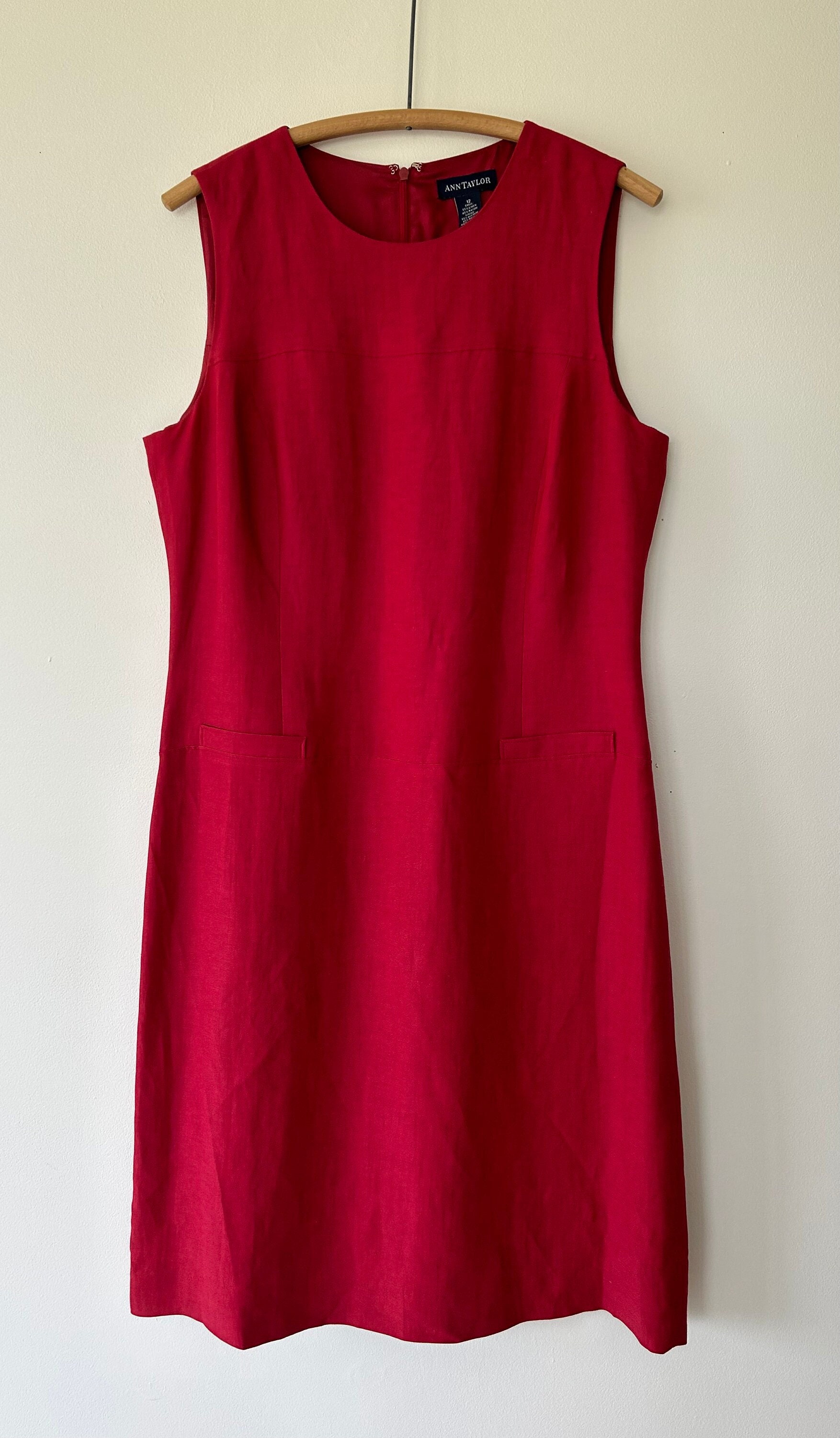 Ann Taylor Vintage Red Linen Sheath Dress, Summer Sleeveless, Size 12 - Etsy Ann Taylor Vintage Red Linen Sheath Dress, Summer Sleeveless, Size 12 - Etsy