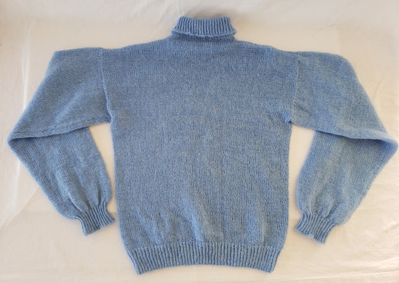 Blue Acrylic/Mohair Turtleneck Pullover Sweater f… - image 6