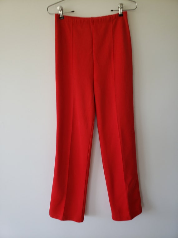 1970’s Red Pants by White Stag, Knit Fabric with Whit… - Gem
