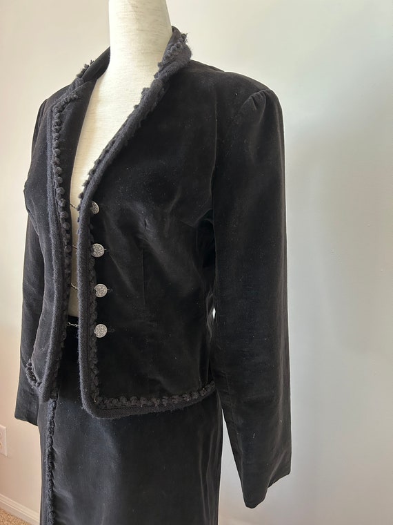 Women's Vintage Black Velvet George Rech Jacket S