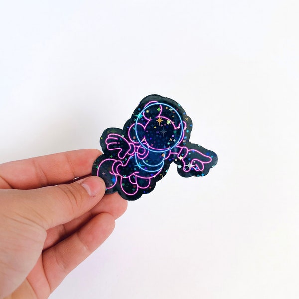 Astro Mickey Sticker with Holographic Star Overlay | Water Resistant | Perfect for Laptop, Tumblers, and more | Gift for Disney Lover