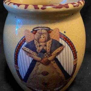 Vintage Country Folk Art stoneware crock