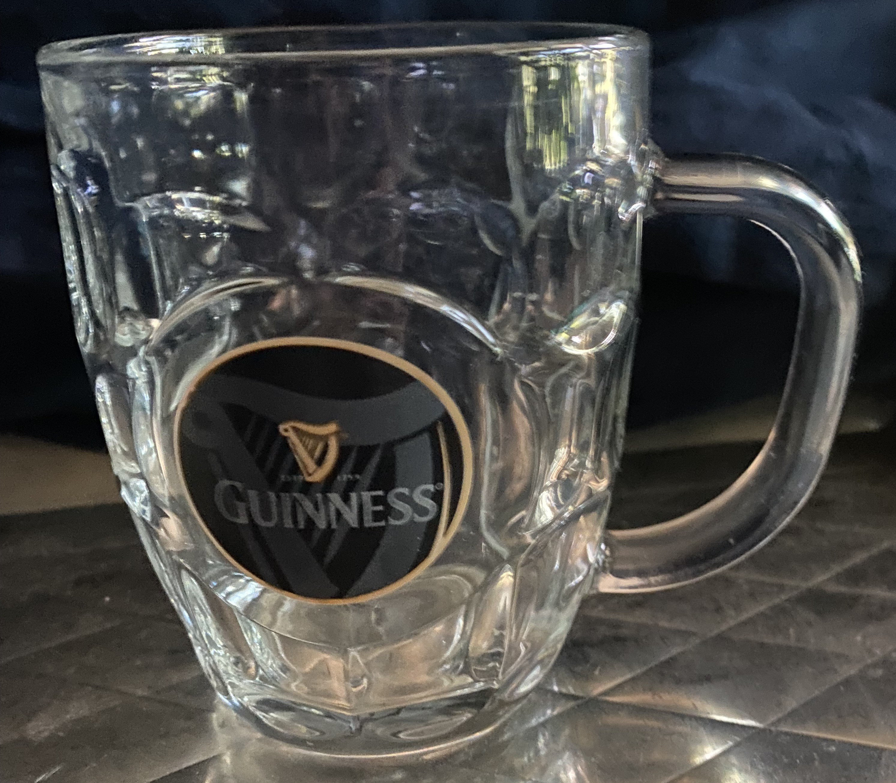 Guinness Pint Drinking (Beer) Ostrich Head Logo/Embossed Harp Glasses Set  of 4