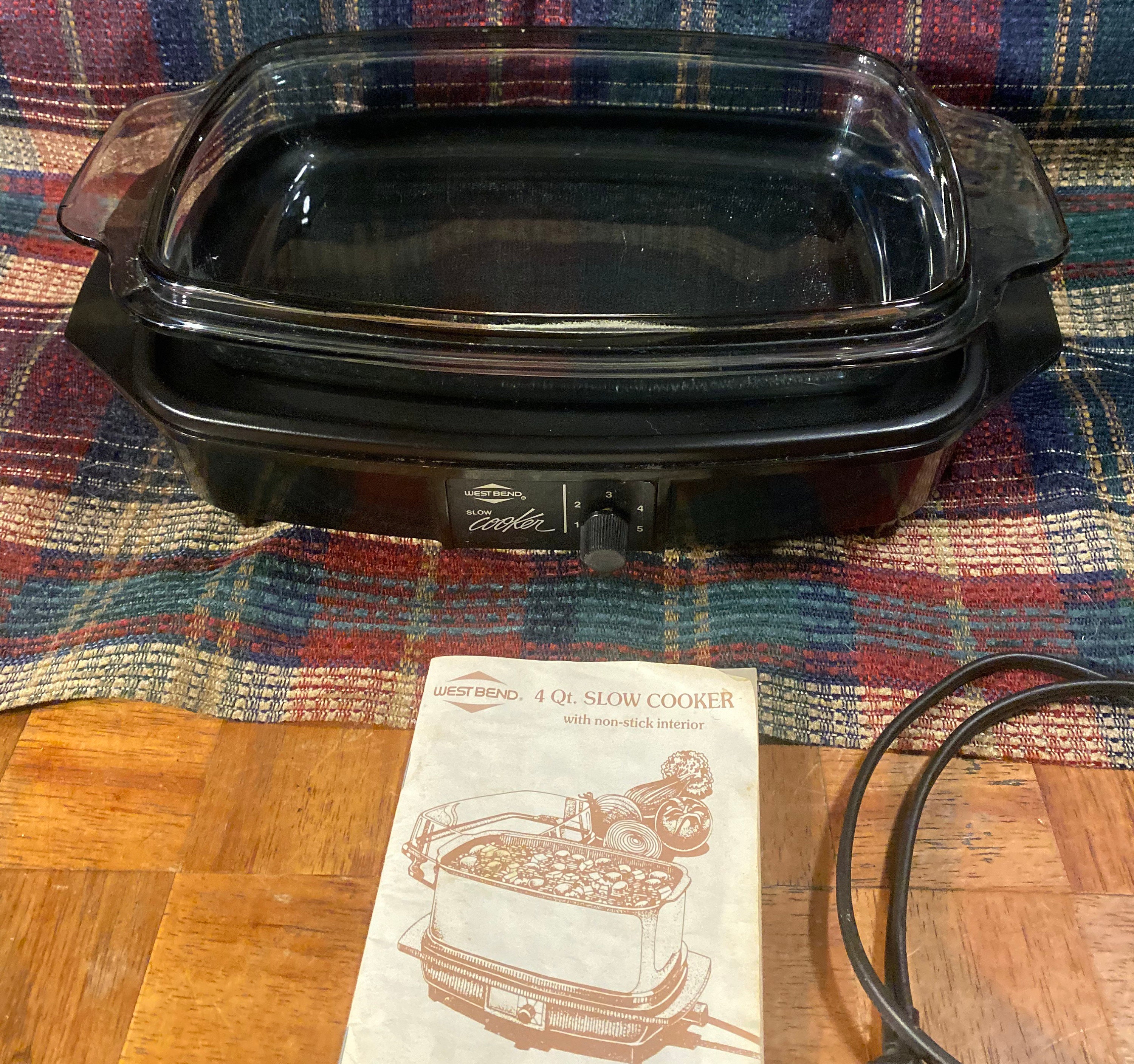 Vintage West Bend 4 Quart Rectangular 5 Setting Slow Cooker With Removable  Non Stick Pan & Original Manual 