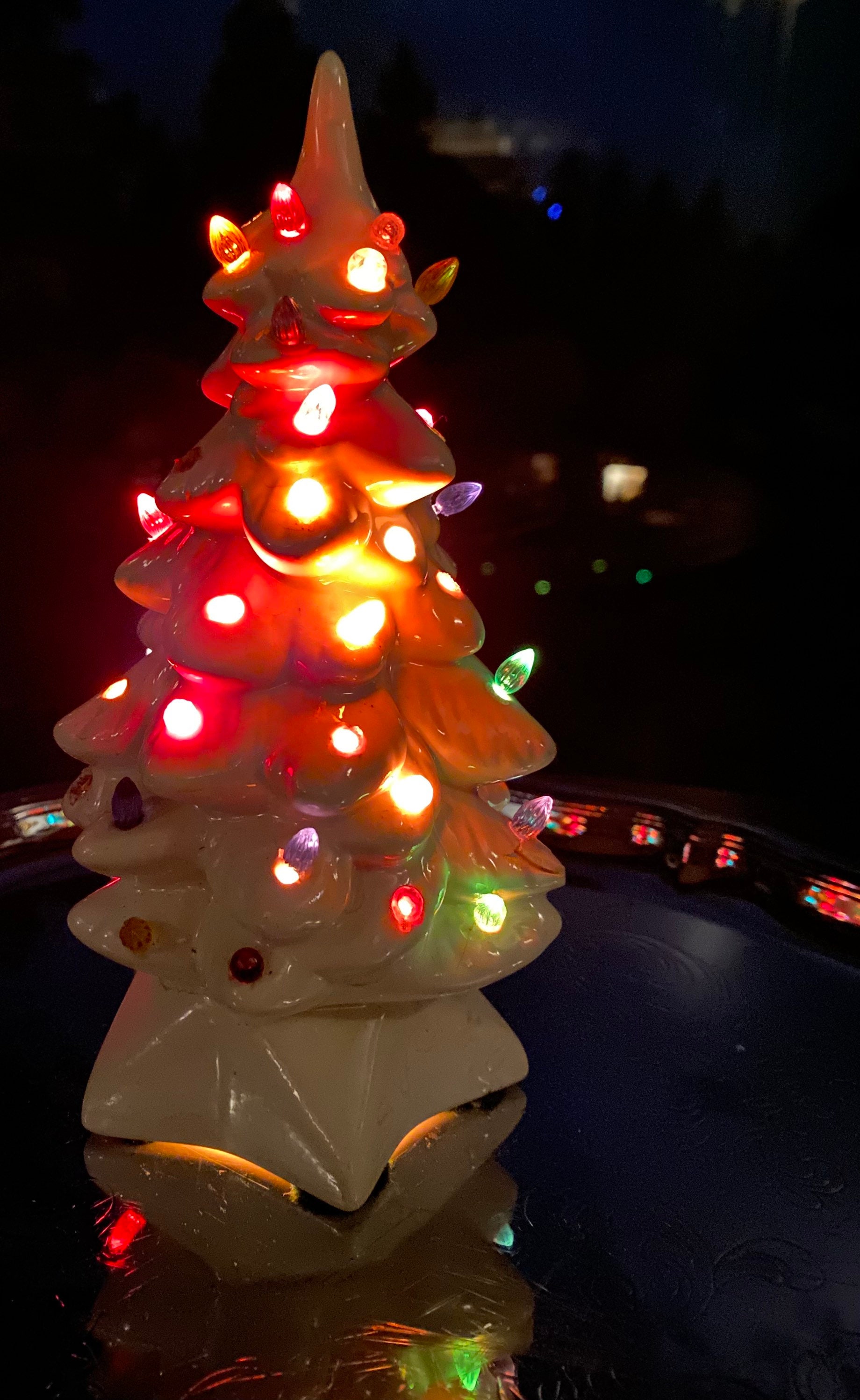 Medium Ceramic Christmas Tree w/Lights - Kiln Fire (Glaze Changes
