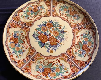 Antique Imari gold rim porcelain 12” platter