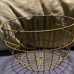 Vintage large metal wire basket with handles