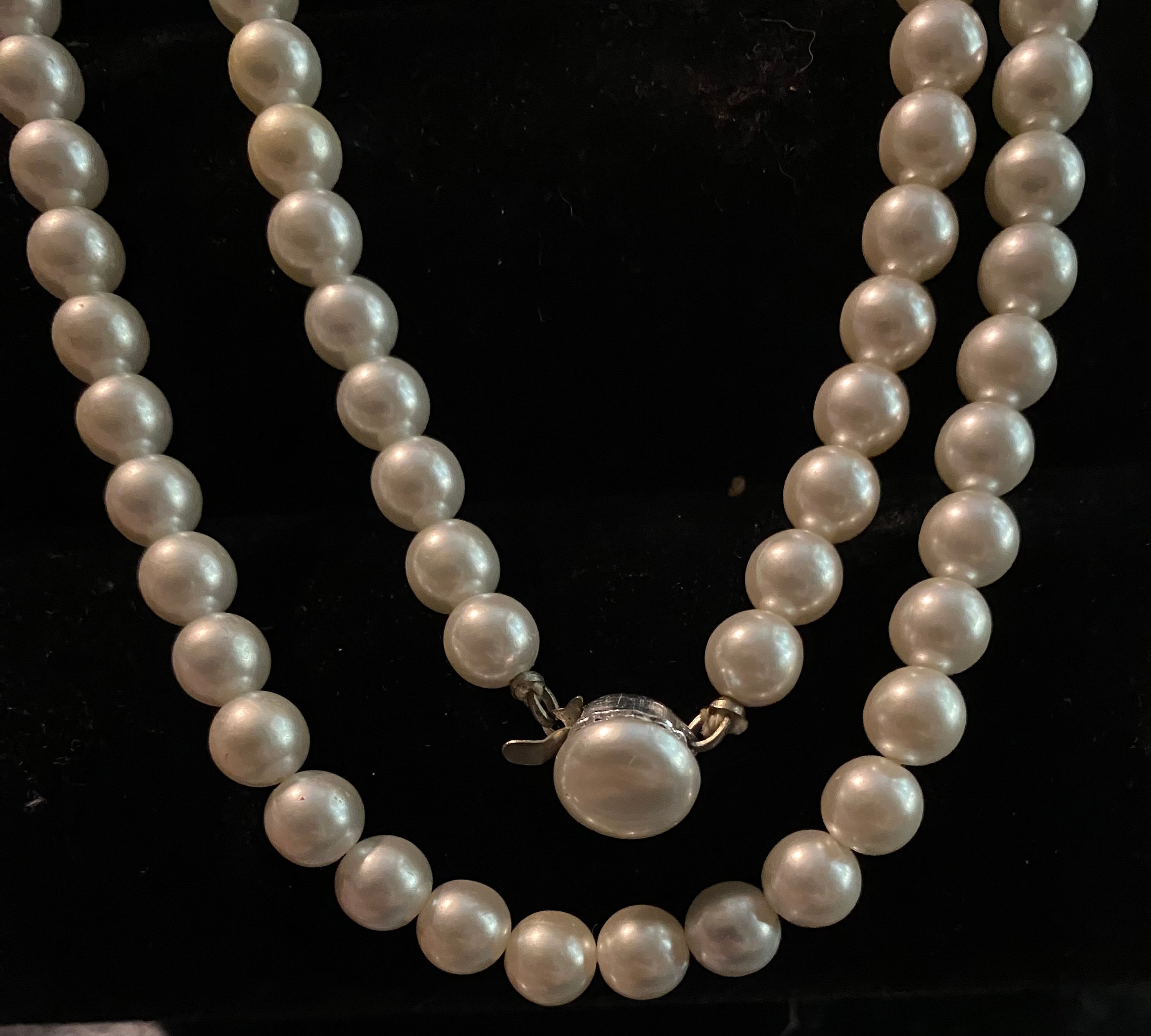 Vintage Mid Century Japan Faux Pearl Long 52” Necklace Large
