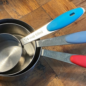 Vintage Edelstahl 3 Stück Messbecher Set mit ML/Cup Maße