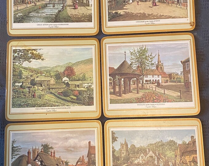 Vintage Pimpernel english Villages Acrylic Cork Back Place Mats Set of
