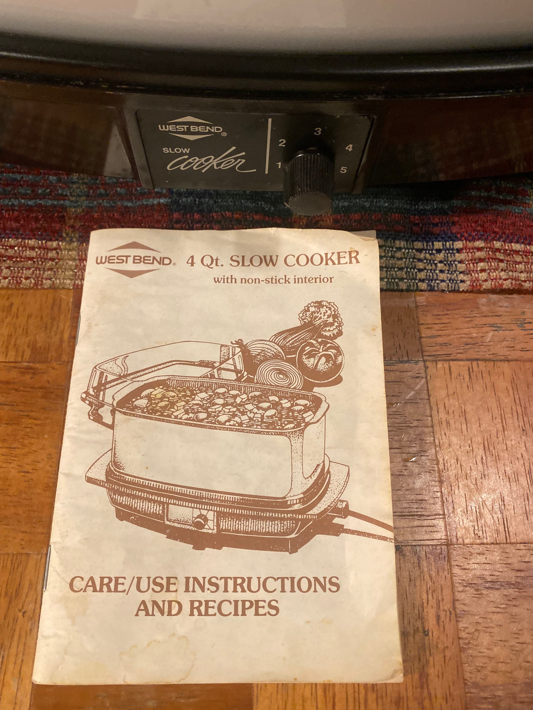 Vintage West Bend 4 Quart Rectangular 5 Setting Slow Cooker With Removable  Non Stick Pan & Original Manual 