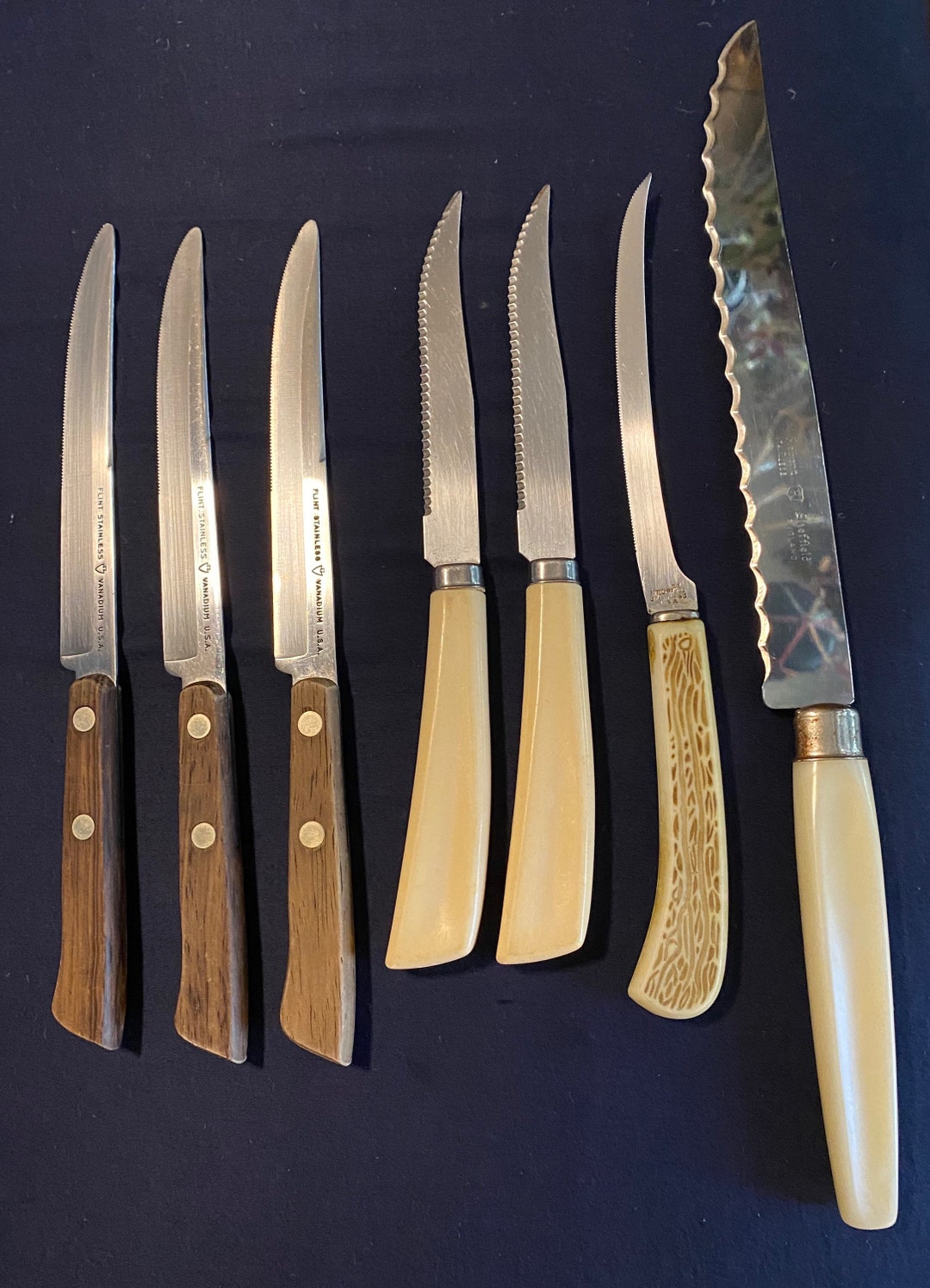 Assorted Vintage Knives by Flint, Quikut, Imperial, Regent & Ginsu