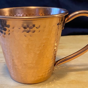 Vintage solid hammered copper 16 ounce mug