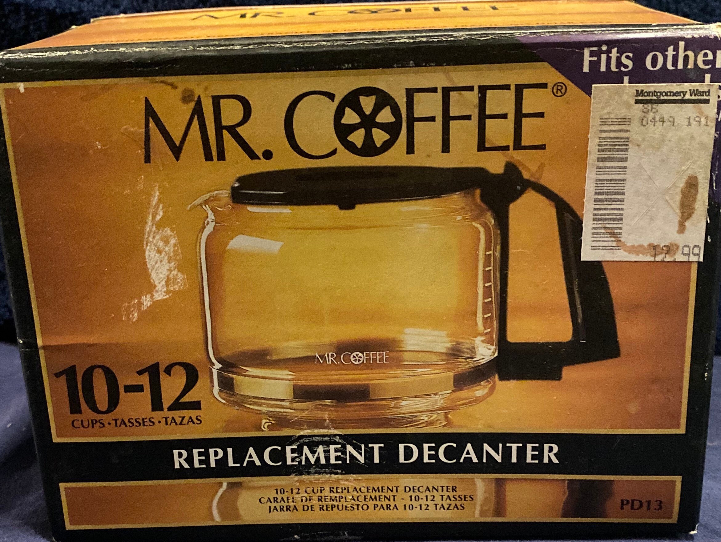 Vintage Mr. Coffee 10-12 Cup Replacement Decanter PD13 New Deadstock 
